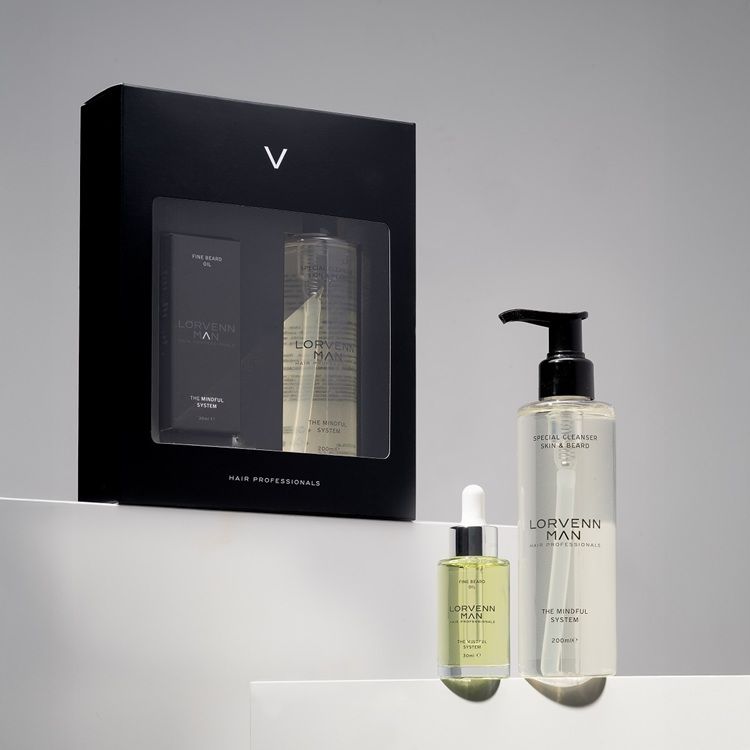 Lorvenn Man Set (Ulei pentru barba 30ml + Gel curatare ten si barba 200ml) prezentare