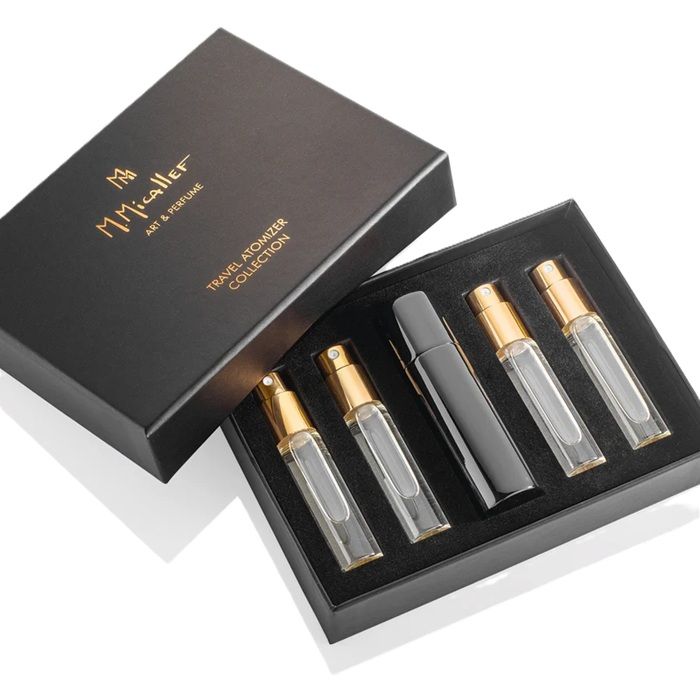 M. Micallef Travel Box Set Apa de parfum pentru barbati 4x10ml + Carcasa parfum