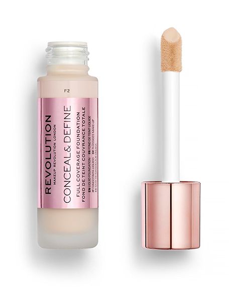 Makeup Revolution Fond de Ten Conceal & Define Foundation F2 23ml aplicator