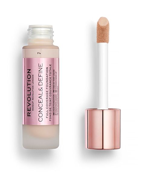 Makeup Revolution Fond de Ten Conceal & Define Foundation F4 23ml aplicator