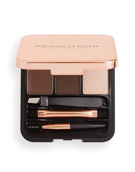 Makeup Revolution Kit pentru Sprancene Brow Sculpt Kit Dark Brown prezentare