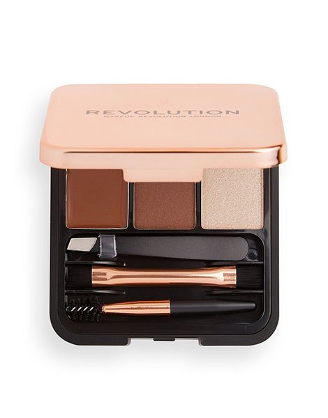 Makeup Revolution Kit pentru Sprancene Brow Sculpt Kit Medium Brown prezentare