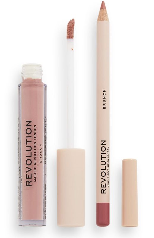 Makeup Revolution Lip Contour Set Brunch (Ruj lichid mat 3ml + Creion buze 1g)