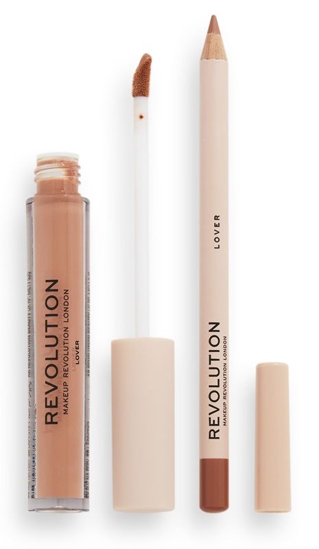 Makeup Revolution Lip Contour Set Lover (Ruj lichid mat 3ml + Creion buze 1g)