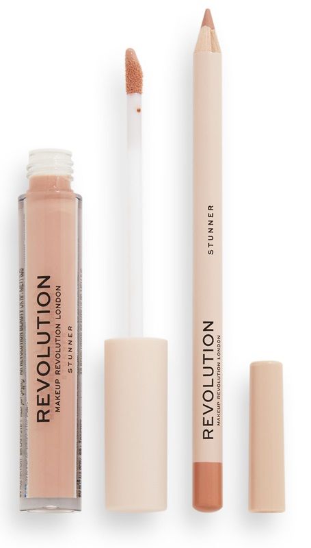 Makeup Revolution Lip Contour Set Stunner (Ruj lichid mat 3ml + Creion buze 1g)