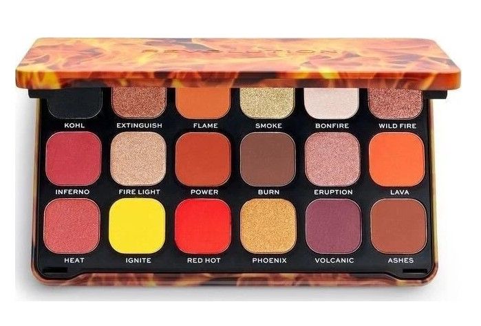 Makeup Revolution Paleta Fard de Ochi Forever Flawless Fire 18x1.1g textura