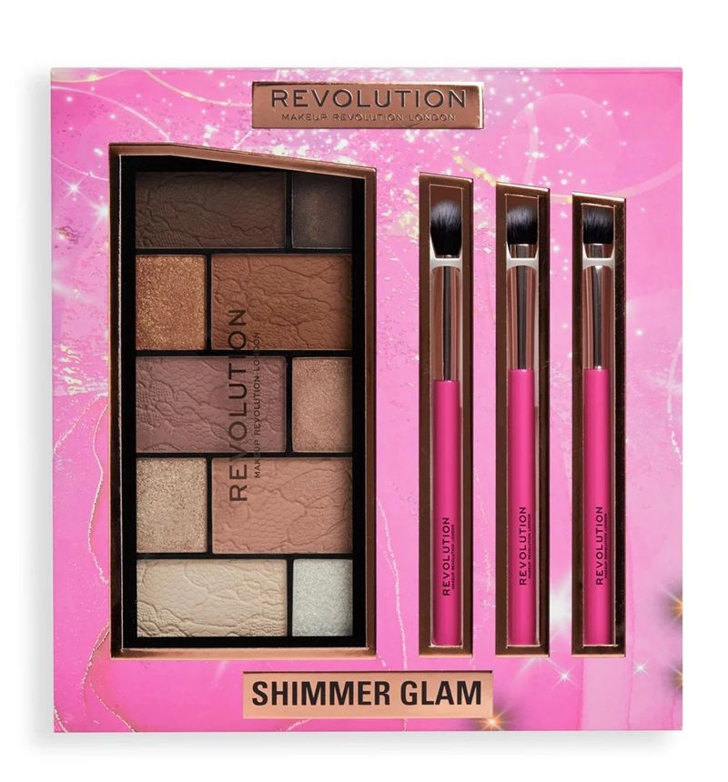 Makeup Revolution Set Glam Eyes Shimmer (Paleta fard ochi + 3xPensule machiaj)