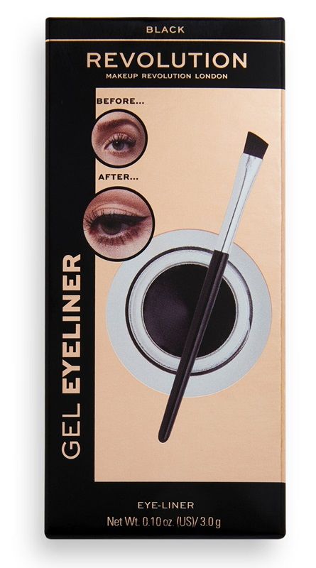 Makeup Revolution Tus de Ochi cu Pensula Gel Eyeliner Black 3g