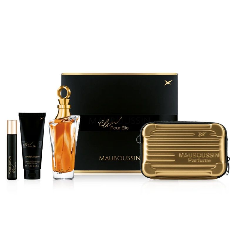 Mauboussin Elixir Pour Elle Set (Apa de parfum 100ml + Apa de parfum 20ml + Lotiune de corp 90ml + Gel de dus 90ml)