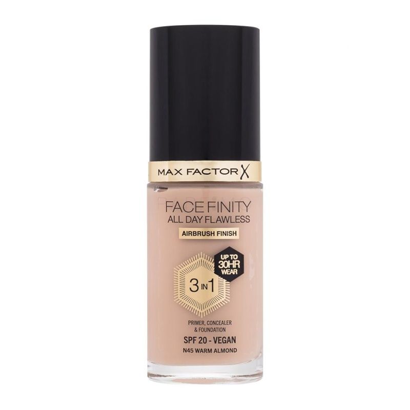 Max Factor Fond de Ten Facefinity All Day 3in1 Airbrush Flawless N45 Warm Almond 30ml