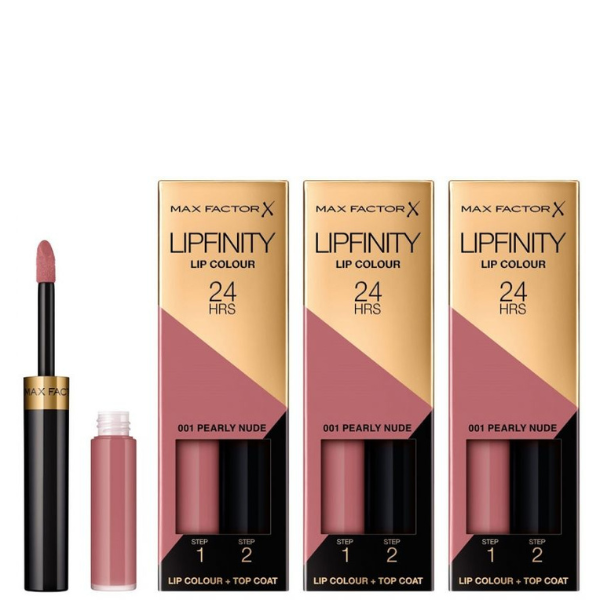 Max Factor Pachet 3xLipfinity 001 Pearly Nude 2.3ml + Balsam 1.9g