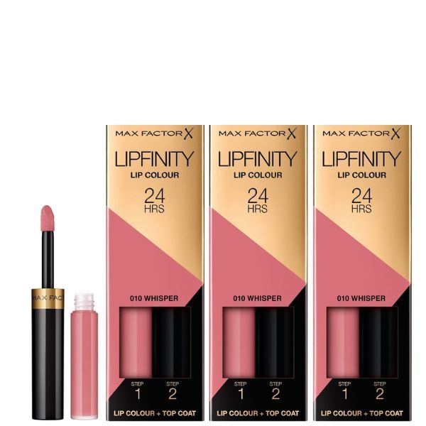 Max Factor Pachet 3xLipfinity 010 Whisper 2.3ml + Balsam 1.9g
