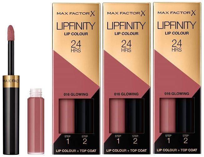 Max Factor Pachet 3xLipfinity 016 Glowing 2.3ml + Balsam 1.9g