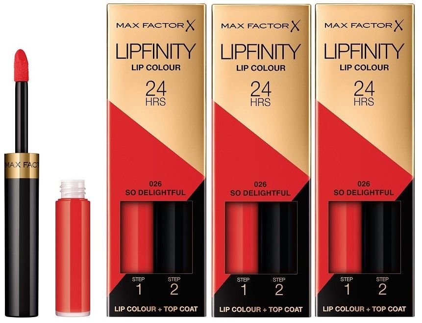Max Factor Pachet 3xLipfinity 026 So Delightful 2.3ml + Balsam 1.9g