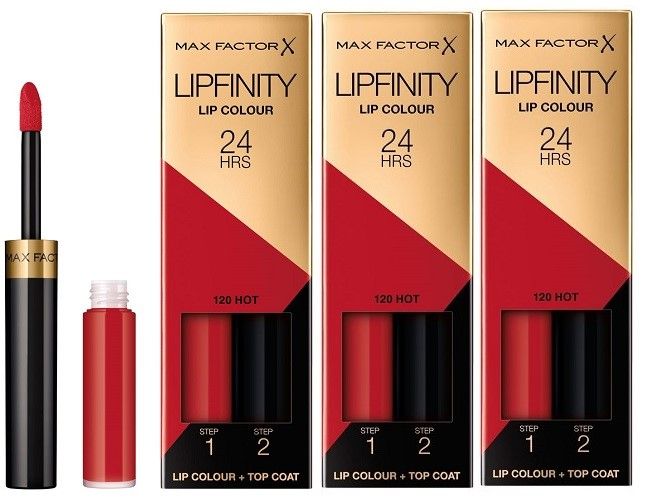 Max Factor Pachet 3xLipfinity 120 Hot 2.3ml + Balsam 1.9g