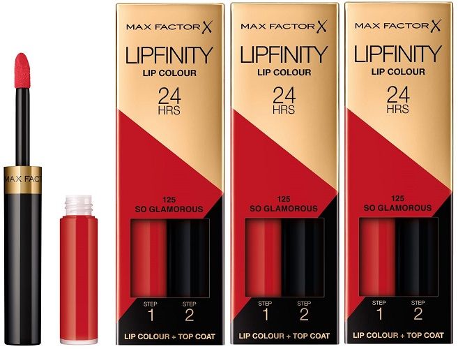 Max Factor Pachet 3xLipfinity 125 So Glamorous 2.3ml + Balsam 1.9g