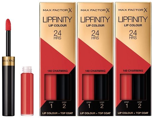 Max Factor Pachet 3xLipfinity 140 Charming 2.3ml + Balsam 1.9g