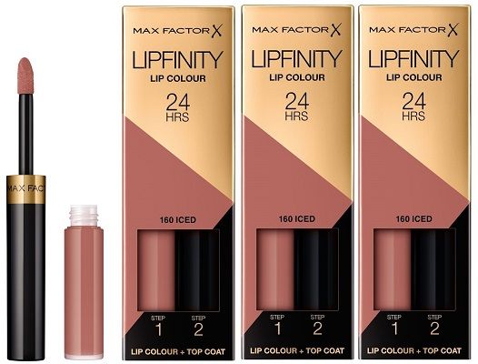Max Factor Pachet 3xLipfinity 160 Iced 2.3ml + Balsam 1.9g