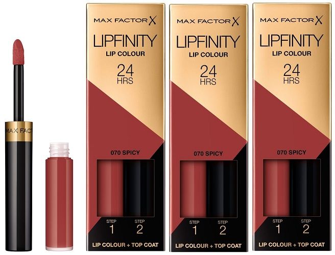 Max Factor Pachet 3xLipfinity 70 Spicy 2.3ml + Balsam 1.9g