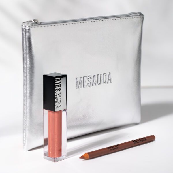 Mesauda Lip Glow Up Set (Luciu de buze 104 Honey Love 5ml + Creion de buze 103 Almond + Pouch)
