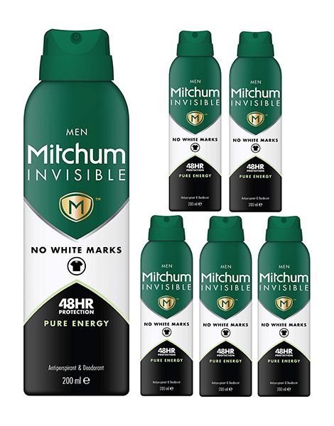 Mitchum Invisible Pure Energy Men Pachet 6XDeo Spray 200ml