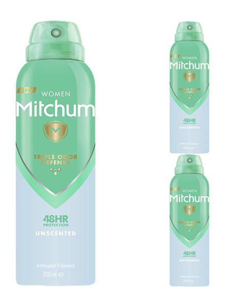 Mitchum Unscented Women Pachet 3XDeo Spray 200ml
