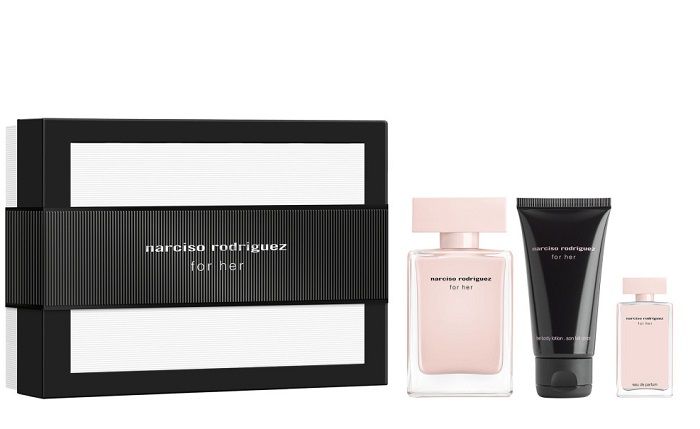 Narciso Rodriguez For Her Set (Apa de parfum 50ml + Apa de parfum 7.5ml + Lotiune de corp 50ml)