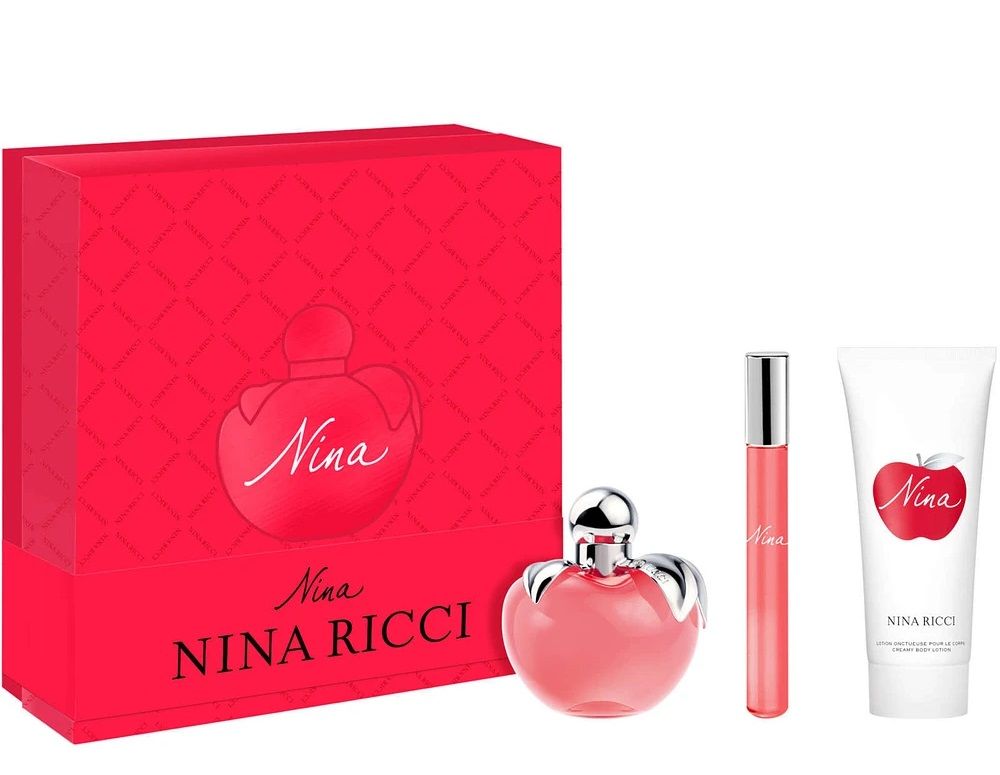 Nina Ricci Nina Set (Apa de toaleta 80ml + Apa de toaleta 10ml + Lotiune de corp 75ml)