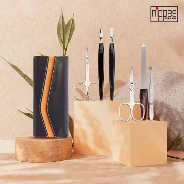 Nippes Trusa pentru Manichiura Seam Black Beige Cowhide 1042