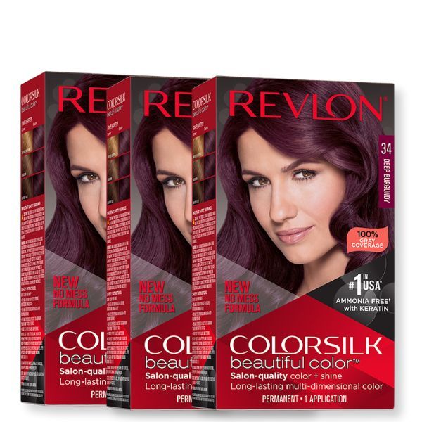 Pachet Revlon Vopsea de Par Colorsilk 34 Deep Burgundy X 3 bucati