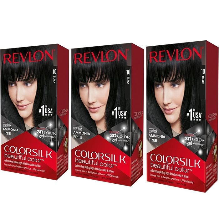 Pachet Revlon Vopsea Par Colorsilk 10 Black X 3 bucati