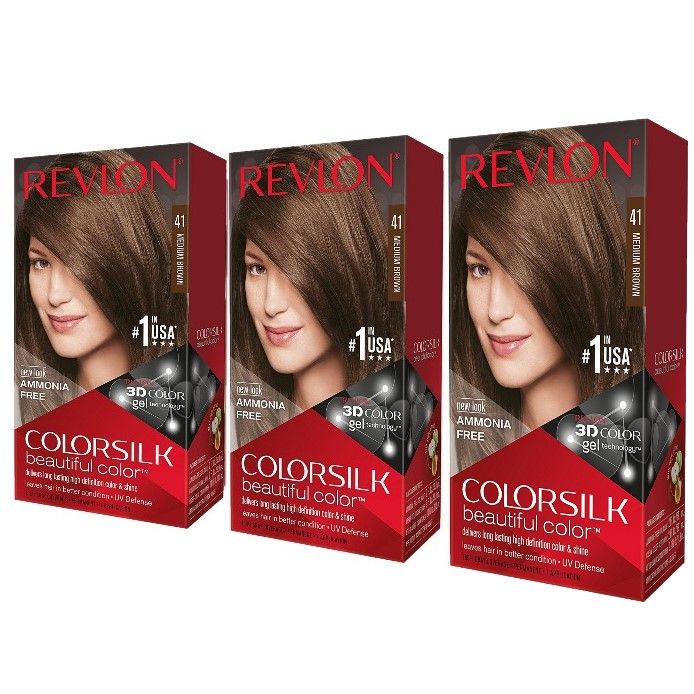 Pachet Revlon Vopsea de Par Colorsilk 41 Medium Brown X 3 bucati