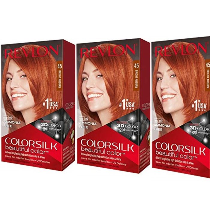 Pachet Revlon Vopsea de Par Colorsilk 45 Bright Auburn X 3 bucati