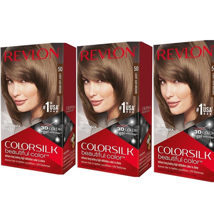 Pachet Revlon Vopsea de Par Colorsilk 50 Light Ash Brown X 3 bucati