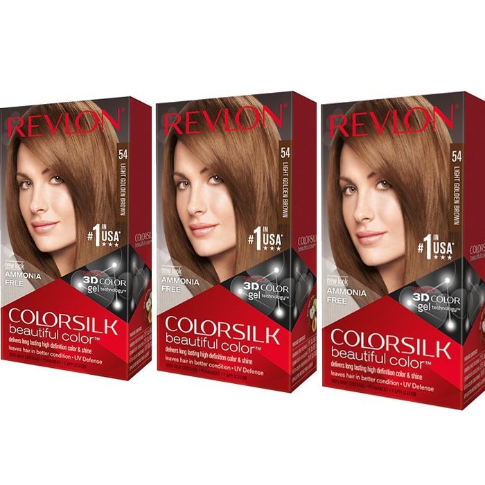 Pachet Revlon Vopsea de Par Colorsilk 54 Light Golden Brown X 3 bucati
