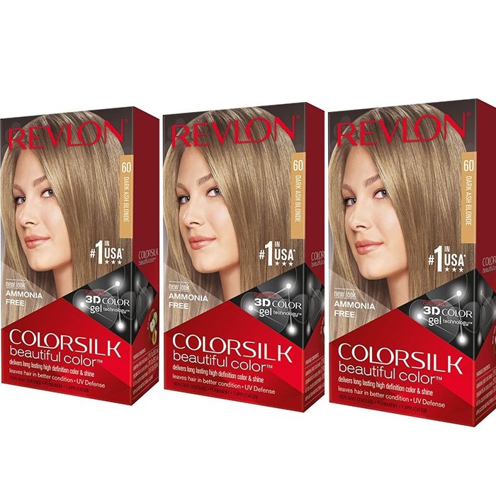 Pachet Revlon Vopsea de Par Colorsilk 60 Dark Ash Blonde X 3 bucati