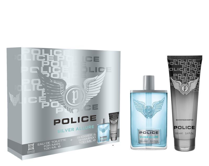 Police Silver Allure Set (Apa de toaleta pentru barbati 100ml + Gel de dus 100ml)