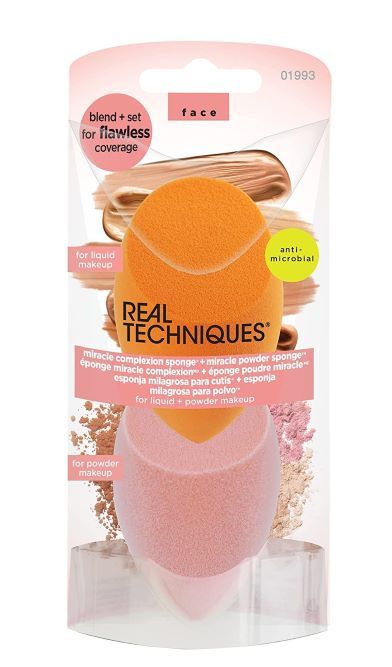 Real Techniques Beauty Blender Set Miracle Complexion + Miracle Powder Burete Machiaj