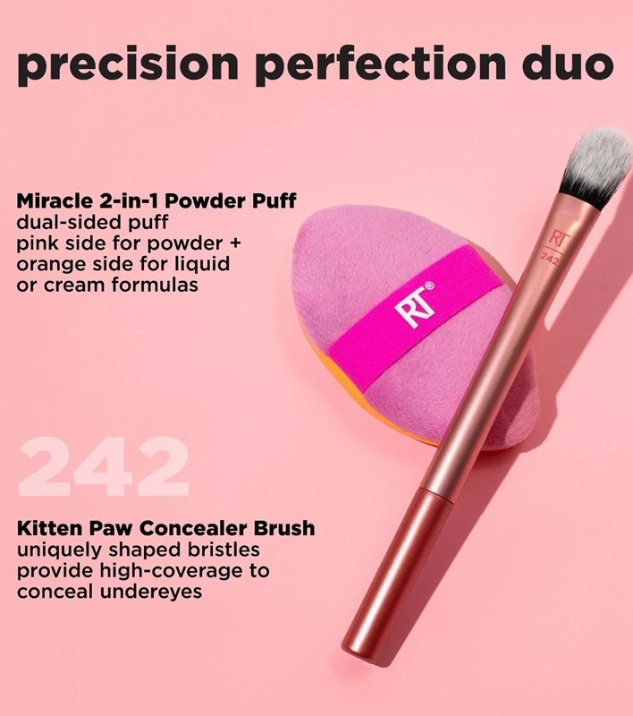 Real Techniques Set Pensula + Burete Machiaj Precision Perfection Duo utilizare