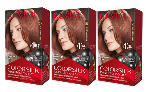 Pachet Revlon Vopsea de Par Colorsilk 55 Light Reddish Brown X 3 bucati
