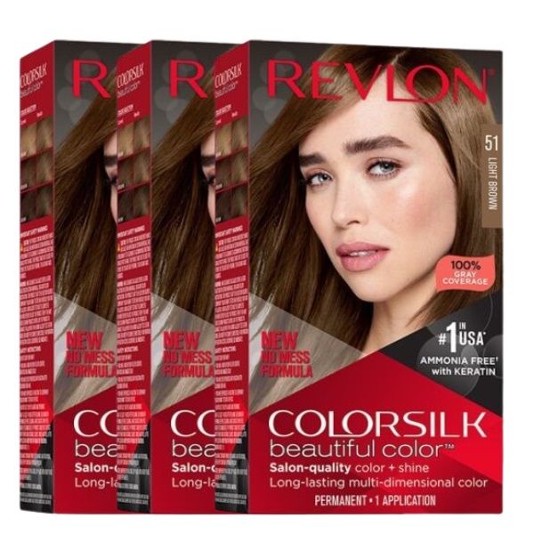  Revlon Pachet Vopsea de Par Colorsilk 51 Light Brown X 3 bucati