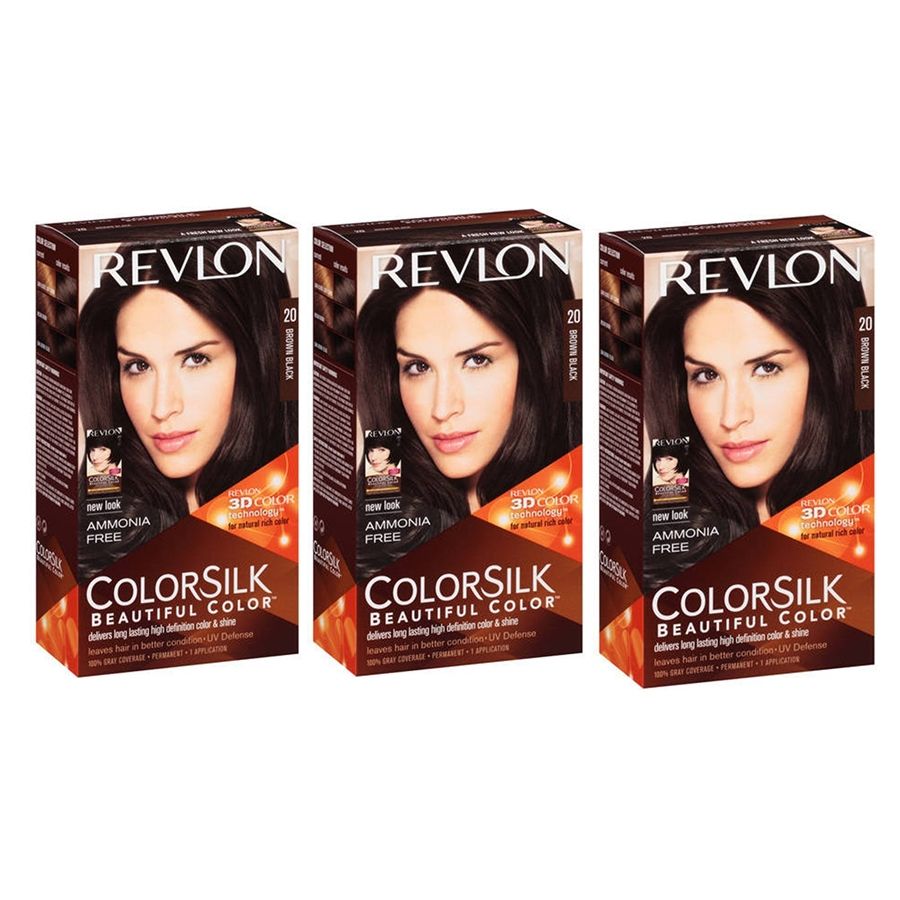 Pachet Revlon Vopsea de Par Colorsilk 20 Brown Black X 3 bucati