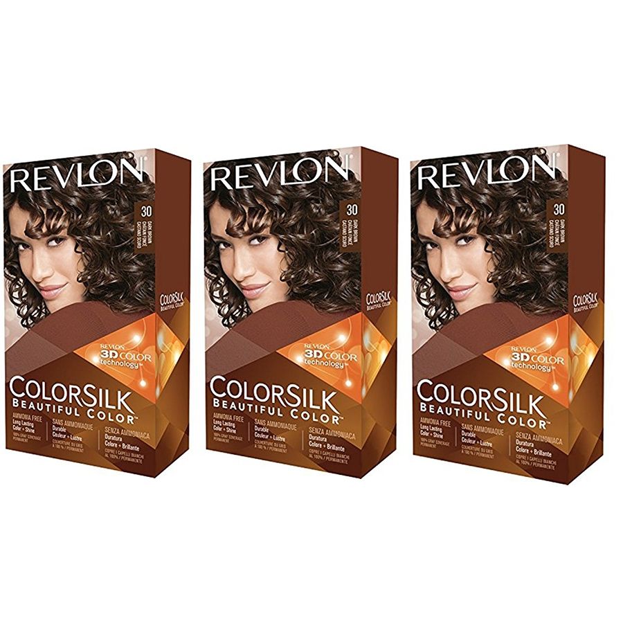 Revlon Pachet Vopsea de Par Colorsilk 30 Dark Brown X 3 bucati