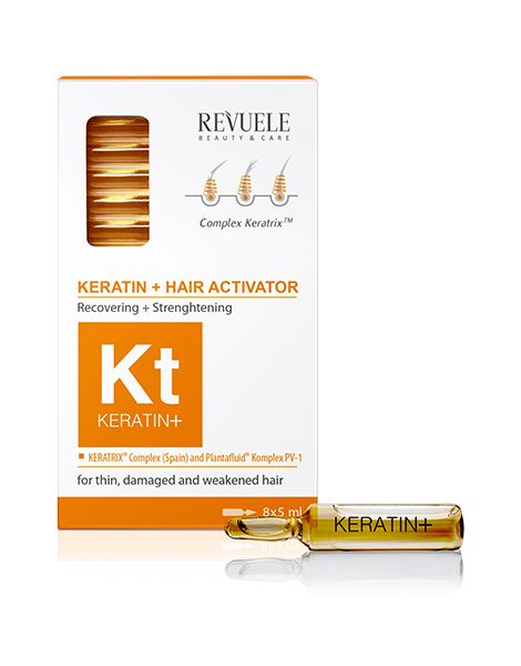 Revuele Keratin+ Hair Activator Fiole Fortifiere pentru Par Fragil 8x5ml