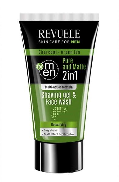 Revuele Men Charcoal Shaving Gel&Face Wash Crema 2in1 180ml