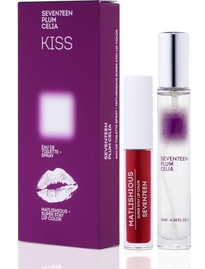 Seventeen Plum Celia Kiss Set (Apa de toaleta 10ml + Mini Ruj Matlishious 10 2.5ml)