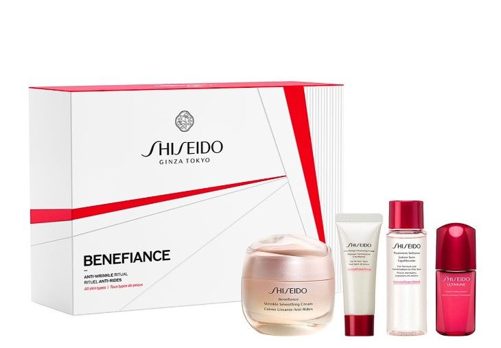 Shiseido Benefiance Wrinkle Smoothing Set (Crema zi ten uscat 50ml + Spuma curatare + Lotiune + Ser)